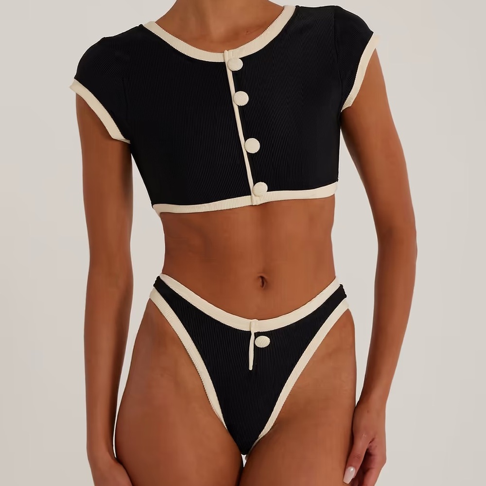 SAME Swim LA The Grace Bottom and Top Black and White Set